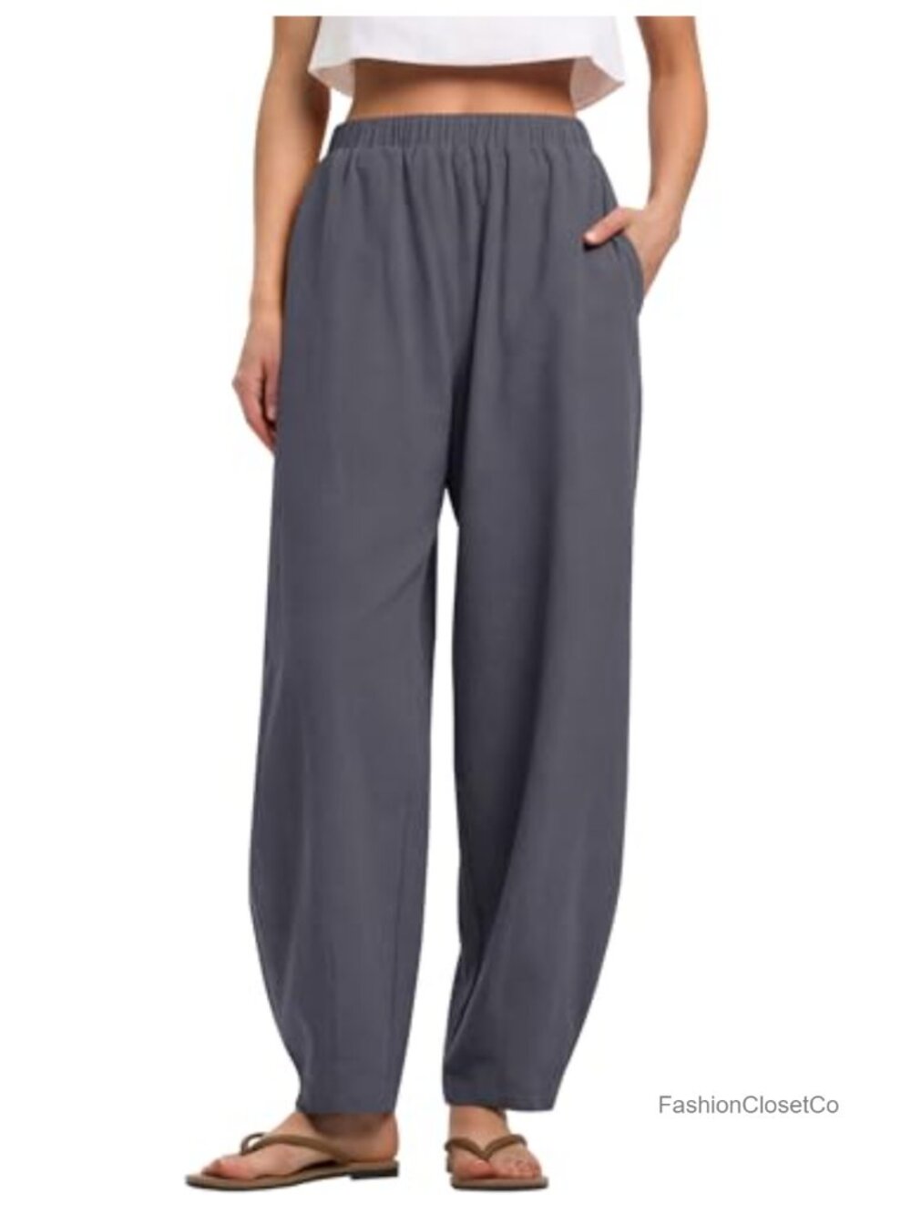 Linen Barrel Pants Women Wide Leg Palazzo Summer Baggy Harem Pants